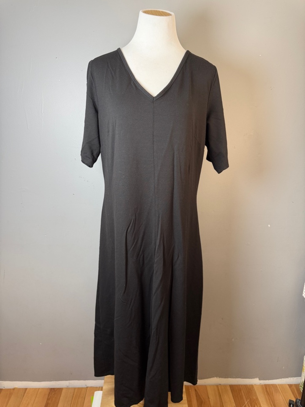 Classic Black V-Neck Women's Dress